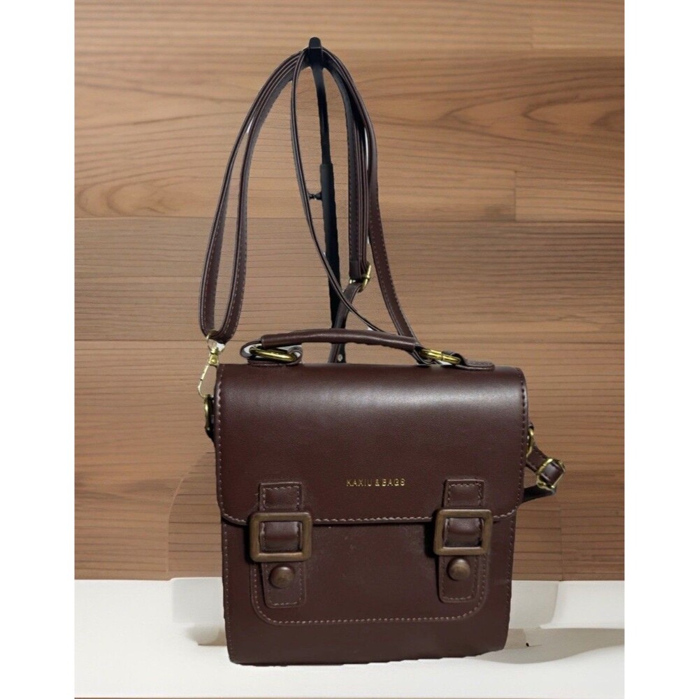 KAXIU&BAGS KX-5820 Backpack and Shoulder Bag - Brown Brass Hardware Buckles